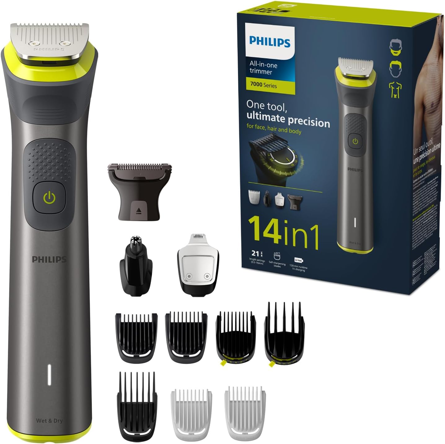 Philips Multigroom Series 7000, All-in-One-Trimmer, 14-in-1 Barttrimmer und Haarschneider