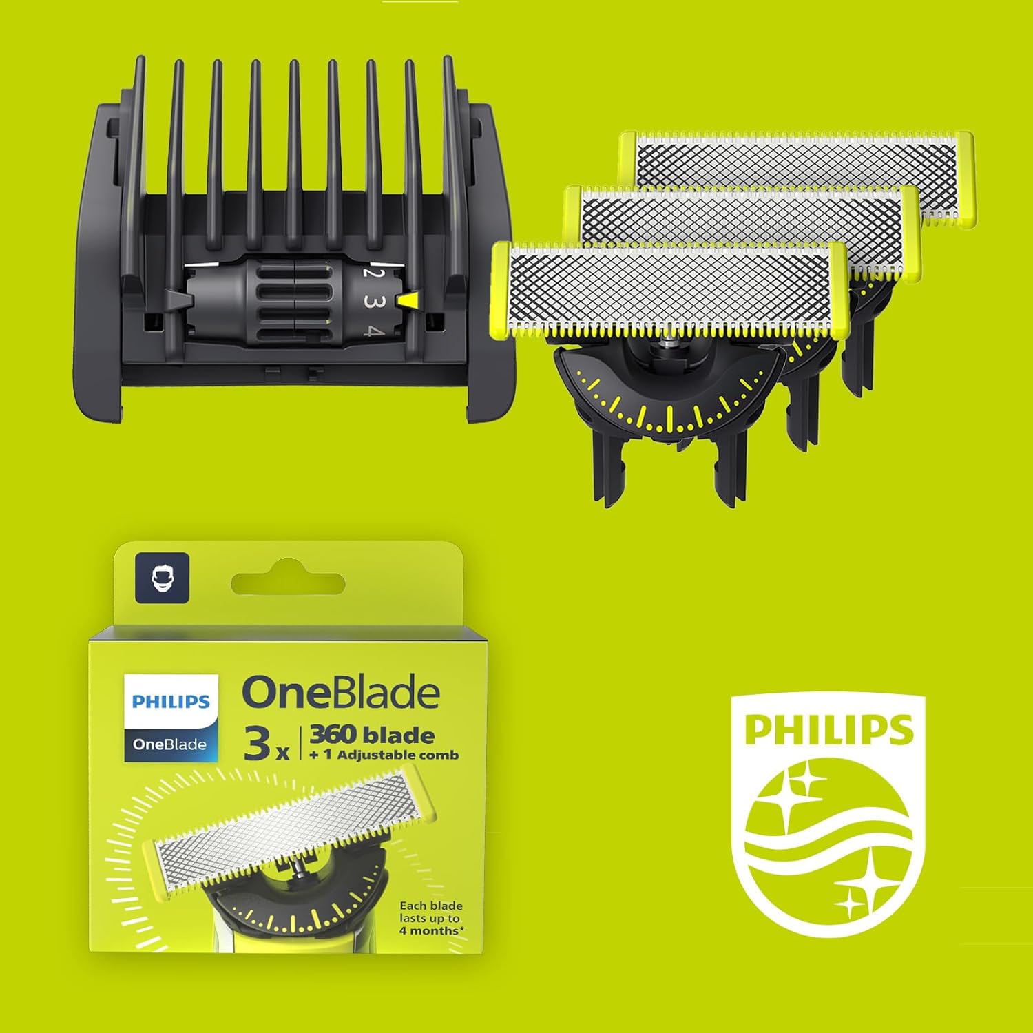 Philips OneBlade 360 Ersatzklingen für alle OneBlade und OneBlade Pro Modelle