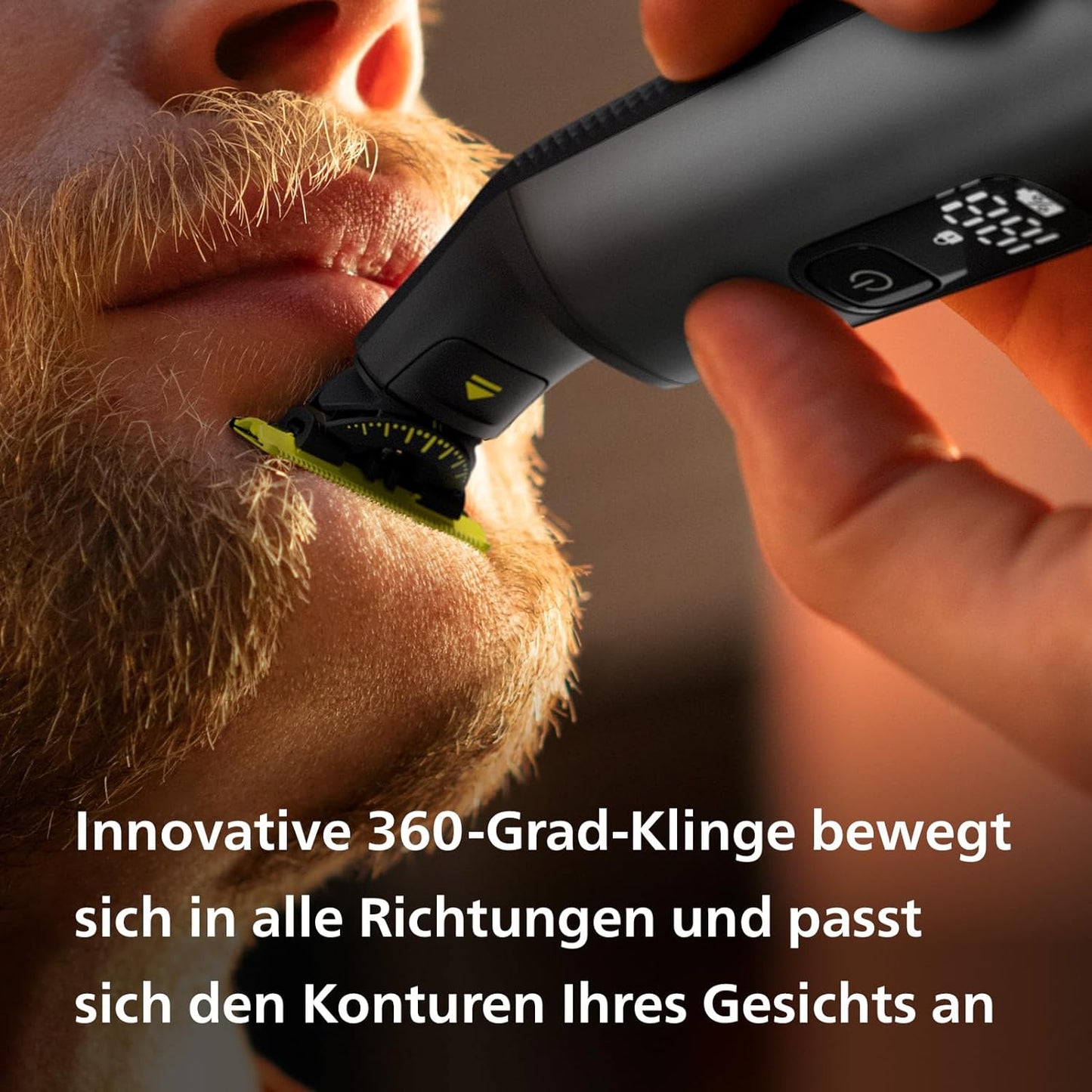 Philips OneBlade Pro 360 Face & Body Elektrischer Bartschneider & Rasierer inkl. 2x 360-Klingen, Reiseetui (Modell QP6651/35)