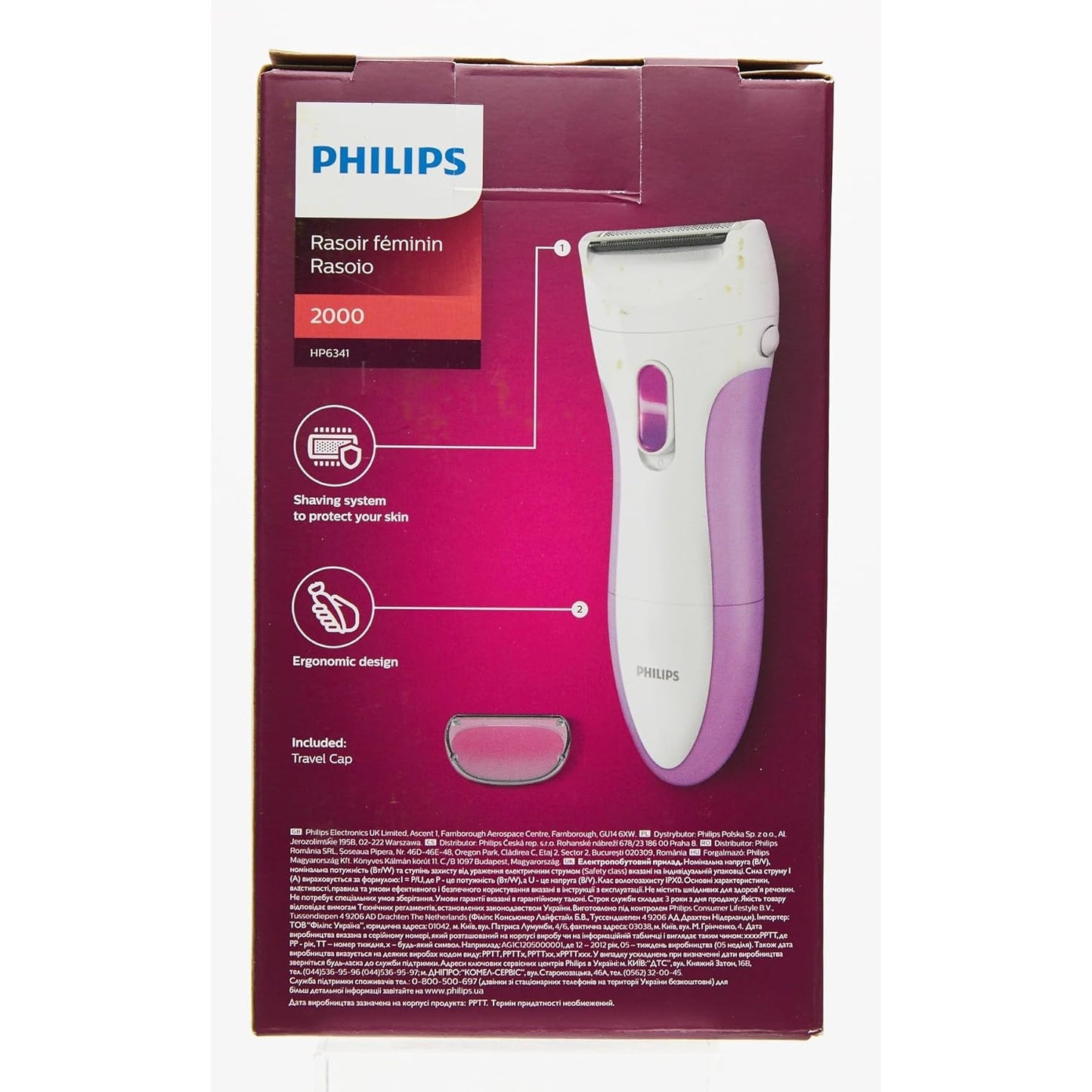 Philips Rasierer Ladyshave Wet & Dry HP6341/00 Elektrischer, Damenrasierer für Achseln, Beine und Bikinizone