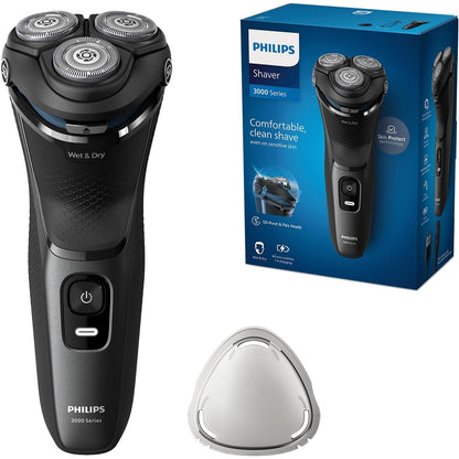 Philips Shaver Series 3000 Elektrischer Nass- und Trockenrasierer Männer, ausklappbarer Bartschneider, kabellos (Modell S3145/00)