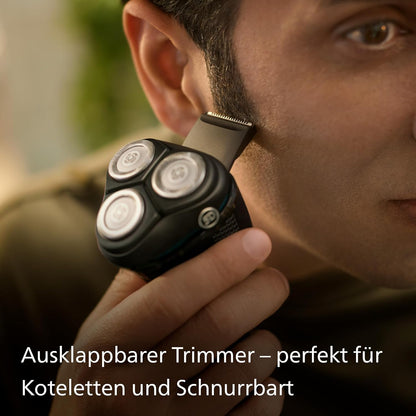 Philips Shaver Series 3000 Elektrischer Nass- und Trockenrasierer Männer, ausklappbarer Bartschneider, kabellos (Modell S3145/00)