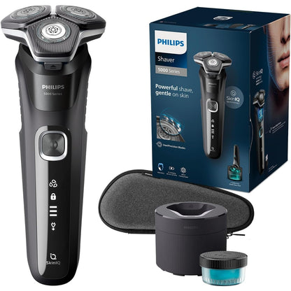 Philips Shaver Series 5000 Elektrischer Nass- und Trockenrasierer für Herren mit Trimmer, Reinigungsstation & Reiseetui (Modell S5898/50)