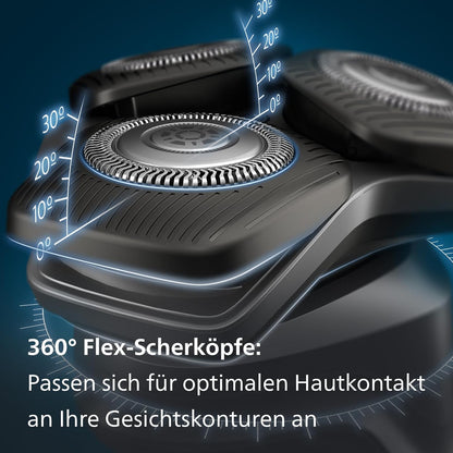 Philips Shaver Series 5000 Elektrischer Nass- und Trockenrasierer für Herren, Trimmer, Ladestation & Reiseetui (Model S5884/35)