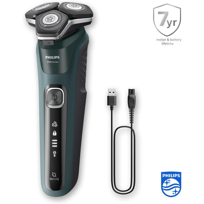 Philips Shaver Series 5000 Elektrischer Nass- und Trockenrasierer für Herren, Trimmer, Ladestation & Reiseetui (Model S5884/35)