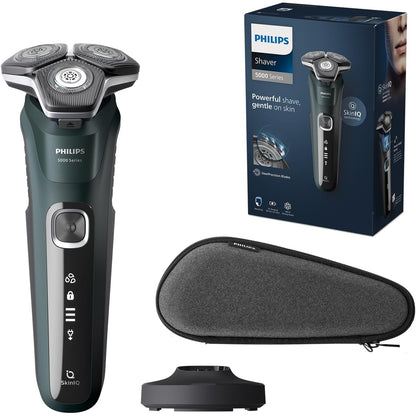 Philips Shaver Series 5000 Elektrischer Nass- und Trockenrasierer für Herren, Trimmer, Ladestation & Reiseetui (Model S5884/35)