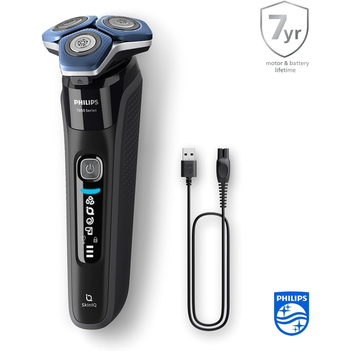 Philips Shaver Series 7000 Elektrischer Nass- und Trockenrasierer Herren Trimmer, Reinigungsstation, Ladestation & Reiseetui (Modell S7886/55)