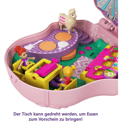 Polly Pocket GKJ50 Lama-Musikparty Schatulle, Bühne, drehbare Tanzfläche, Imbissstände