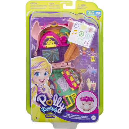 Polly Pocket GKJ50 Lama-Musikparty Schatulle, Bühne, drehbare Tanzfläche, Imbissstände