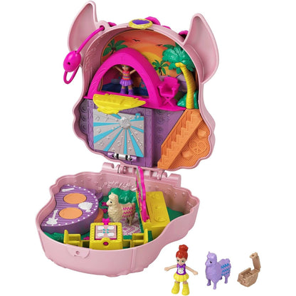 Polly Pocket GKJ50 Lama-Musikparty Schatulle, Bühne, drehbare Tanzfläche, Imbissstände