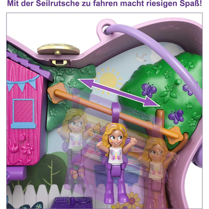 Polly Pocket GTN21 Schmetterlingsgarten-Schatulle, 2 kleine Puppen, 5 Überraschungen