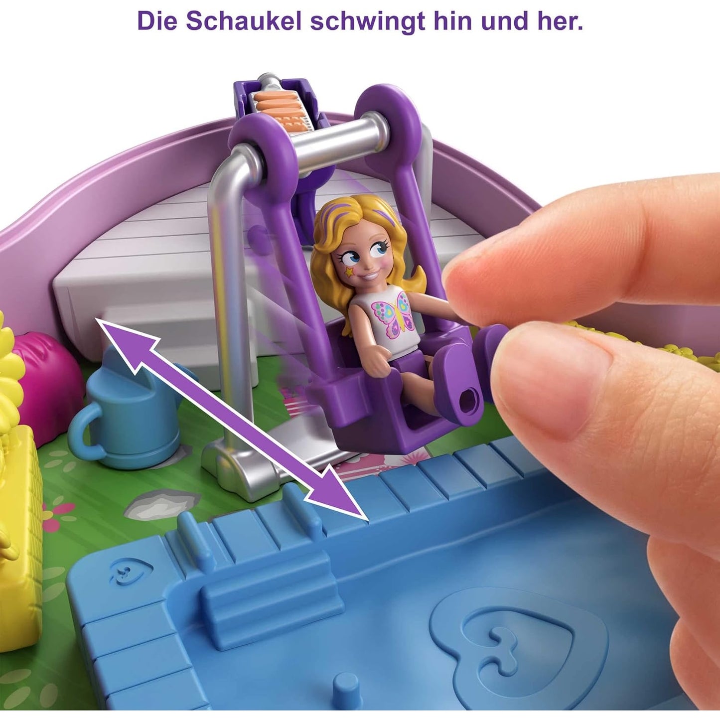 Polly Pocket GTN21 Schmetterlingsgarten-Schatulle, 2 kleine Puppen, 5 Überraschungen