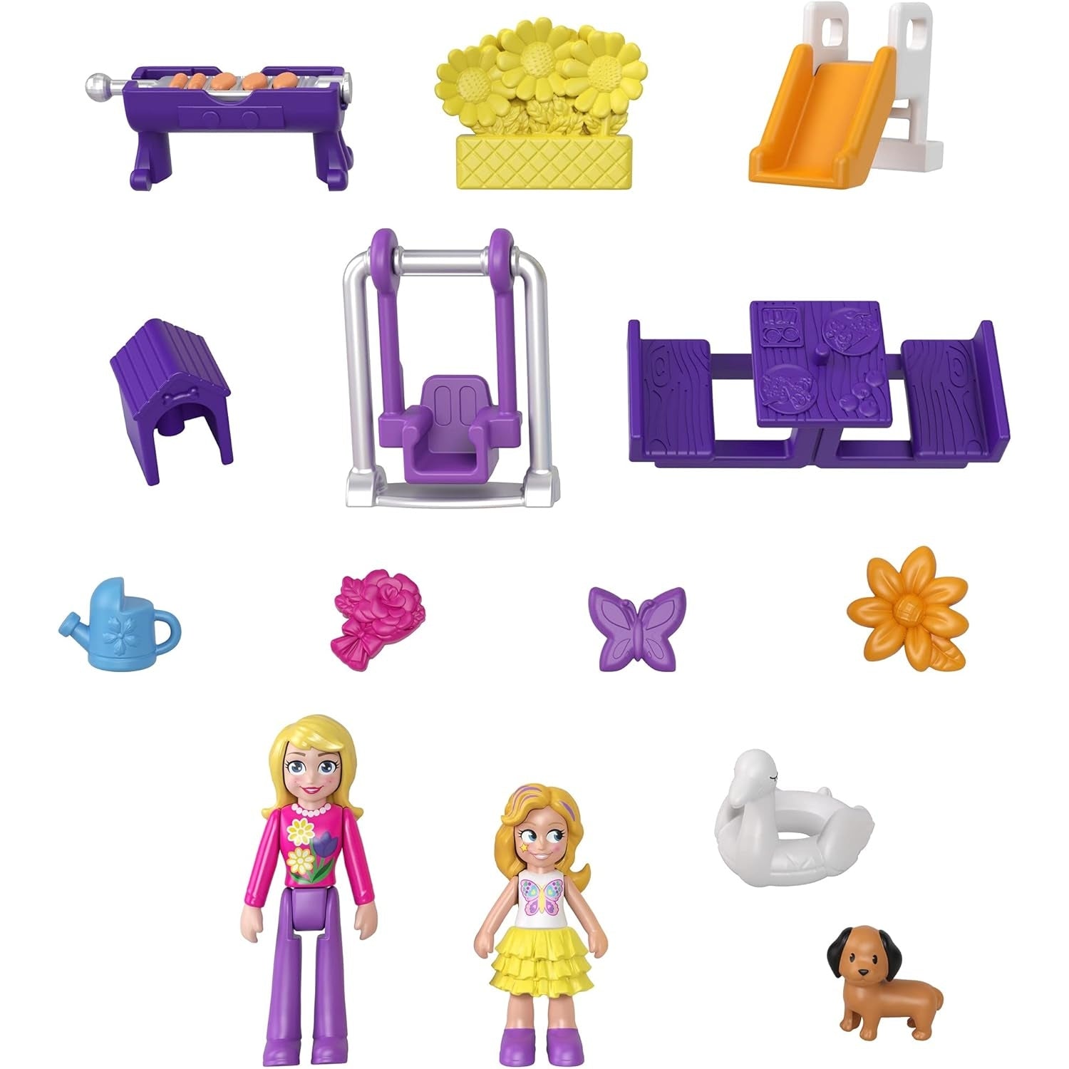 Polly Pocket GTN21 Schmetterlingsgarten-Schatulle, 2 kleine Puppen, 5 Überraschungen