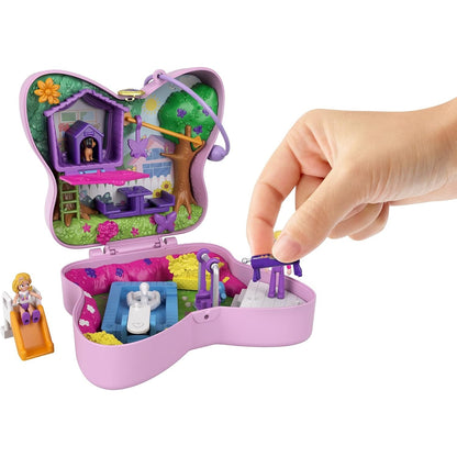 Polly Pocket GTN21 Schmetterlingsgarten-Schatulle, 2 kleine Puppen, 5 Überraschungen