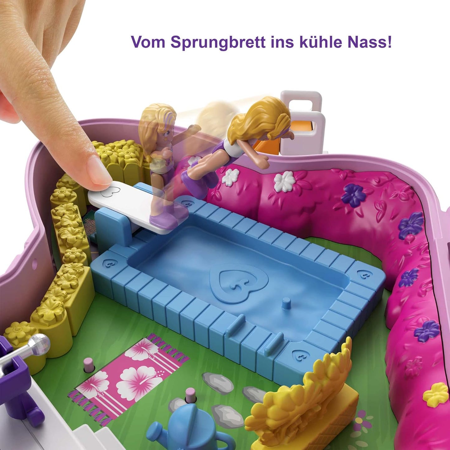 Polly Pocket GTN21 Schmetterlingsgarten-Schatulle, 2 kleine Puppen, 5 Überraschungen