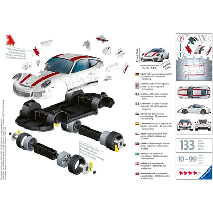 Ravensburger 3D Puzzle Porsche 911R 12528 Das berühmte Fahrzeug als 3D Puzzle Auto 108 Teile ab 10 Jahren