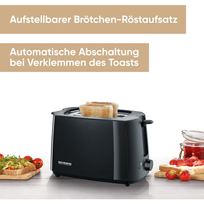 SEVERIN AT 2287 Automatik-Toaster mit Brötchenaufsatz Krümelschublade und 700 W