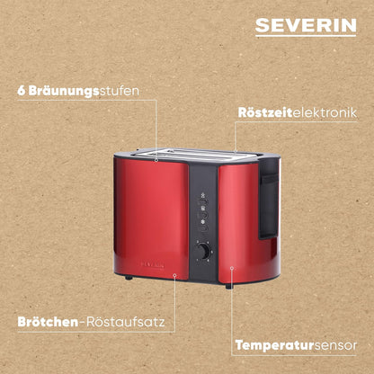 SEVERIN Automatik-Toaster Brötchenaufsatz hochwertiger Edelstahl Auftauen und Erwärmen 800 W