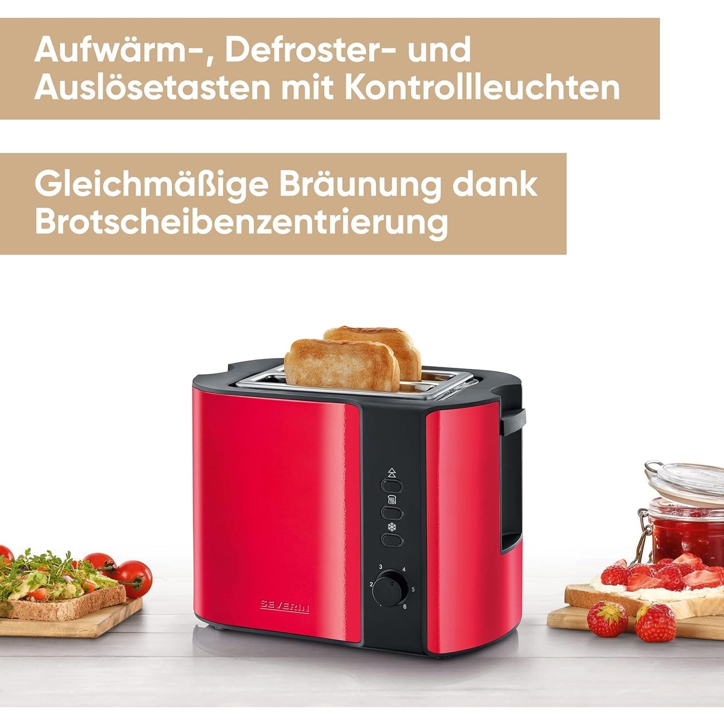 SEVERIN Automatik-Toaster Brötchenaufsatz hochwertiger Edelstahl Auftauen und Erwärmen 800 W