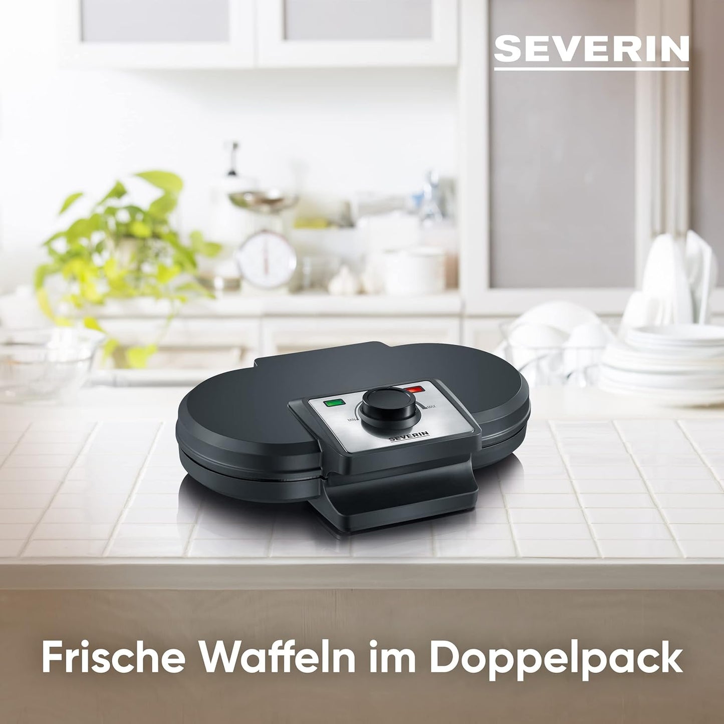 SEVERIN Duo-Waffeleisen, antihaftbeschichtetes Doppelwaffeleisen für zwei klassische Herzwaffeln