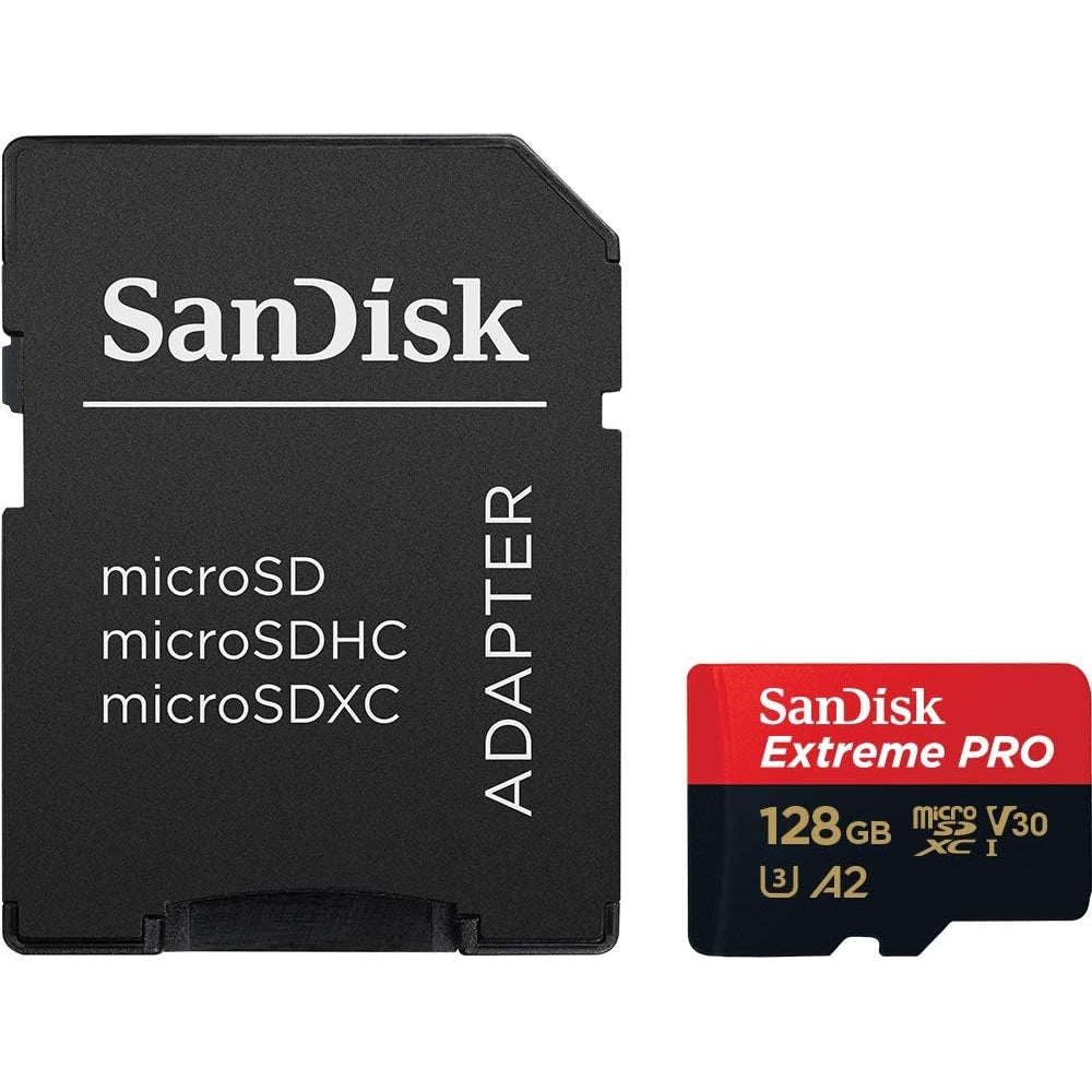 SanDisk Extreme PRO microSDXC UHS-I Speicherkarte 128 GB + Adapter A2, Class 10, V30, U3, 200 MB/s Übertragung