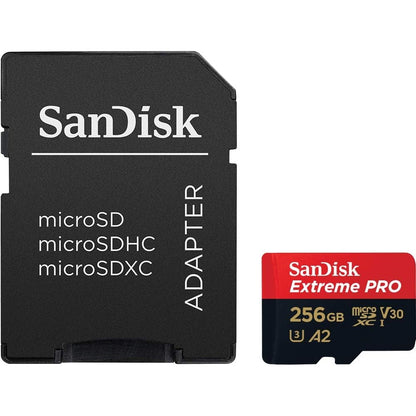 SanDisk Extreme Pro 256 GB microSDXC Memory Card + SD Adapter 170 MB/s Class 10, UHS-I, U3, V30