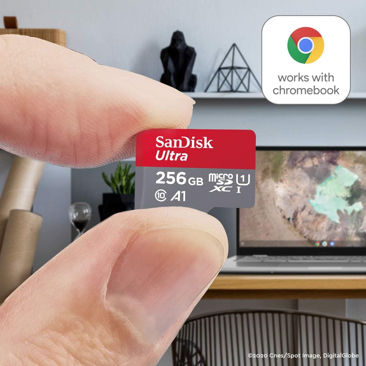 SanDisk Ultra 128 GB microSDXC UHS-I-Karte für Chromebook mit SD-Adapter A1, Class 10, U1, Full HD-Videos