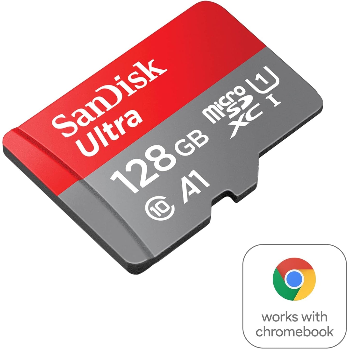 SanDisk Ultra 128 GB microSDXC UHS-I-Karte für Chromebook mit SD-Adapter A1, Class 10, U1, Full HD-Videos