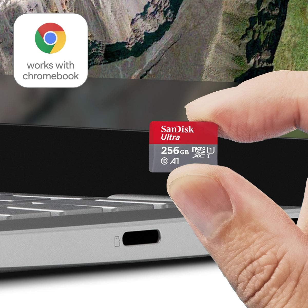 SanDisk Ultra 128 GB microSDXC UHS-I-Karte für Chromebook mit SD-Adapter A1, Class 10, U1, Full HD-Videos