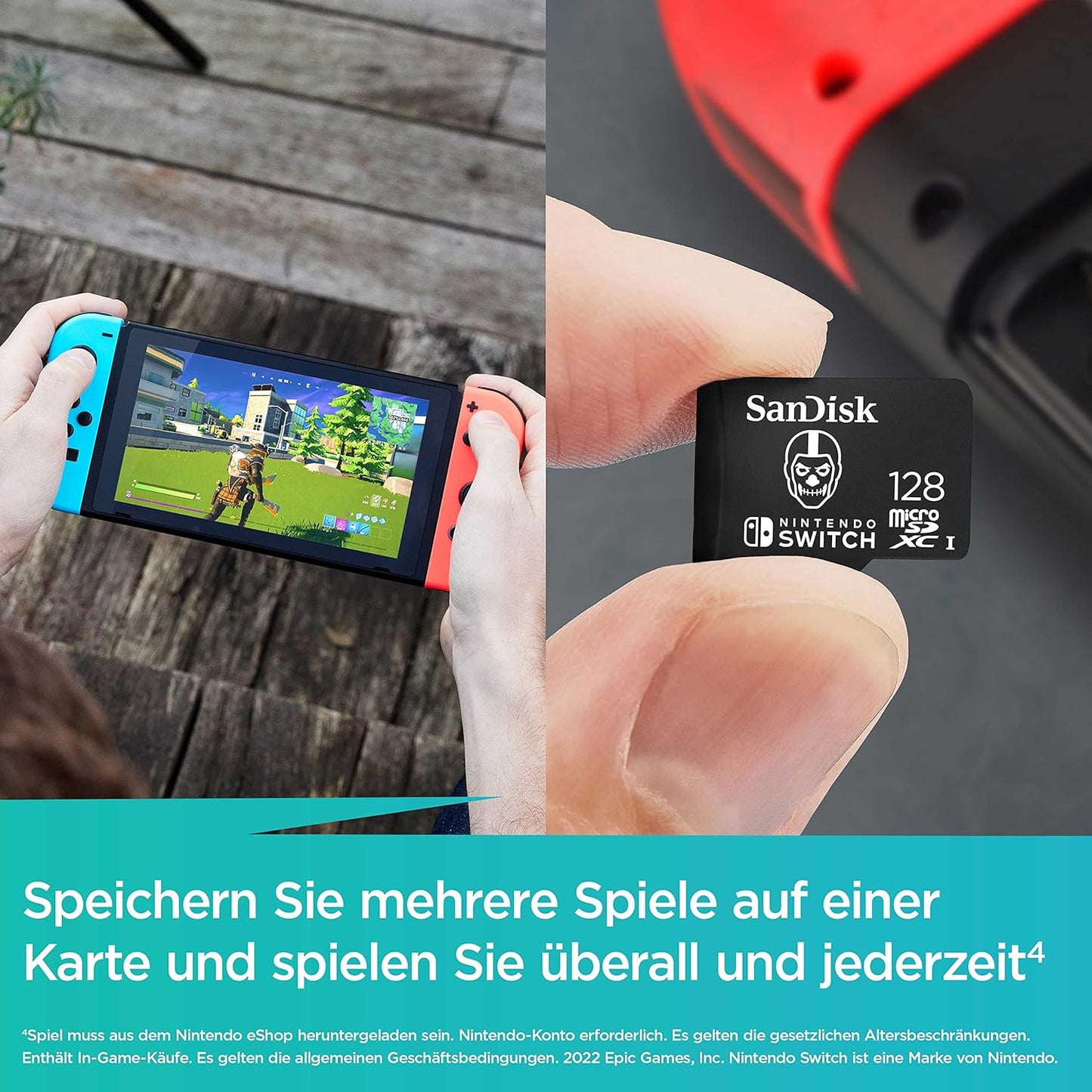 SanDisk microSDXC Karte für Nintendo Switch Fortnite Edition 128 GB Lesen 100 MB/s, 90 MB/s