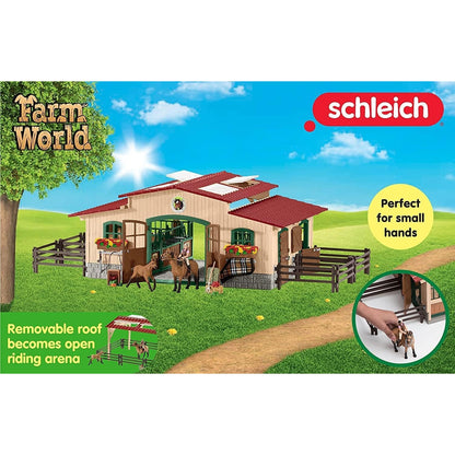 Schleich 42195 Pferdestall mit Pferden und Zubehör, ab 3 Jahren, FARM WORLD - Spielset, 48 Teile