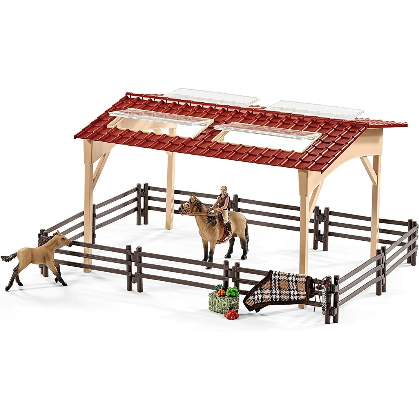 Schleich 42195 Pferdestall mit Pferden und Zubehör, ab 3 Jahren, FARM WORLD - Spielset, 48 Teile