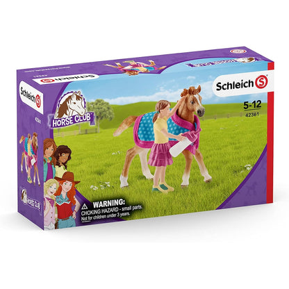 Schleich 42361 Fohlen mit Decke, für Kinder ab 5-12 Jahren, HORSE CLUB - Spielset