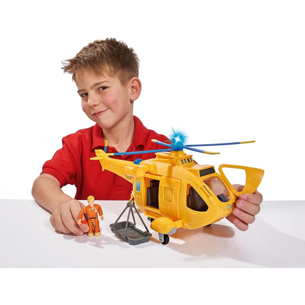 Simba 109251002 - Feuerwehrmann Sam Hubschrauber Wallaby II (34 cm, 6 Sitzplätze) für Kinder ab 3 Jahren