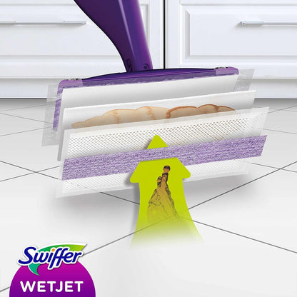 Swiffer WetJet Bodenwischer All-in-1 Wischer Set als Starterset für fast jeden Boden, Bodenstarter + 5 Wischtücher + Bodenreiniger