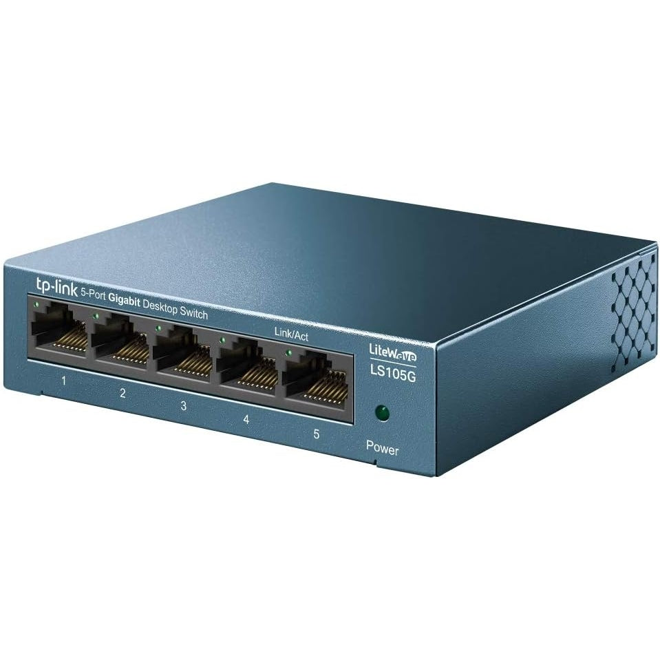 TP-Link LS105G 5-Ports Gigabit Netzwerk Switch 5 RJ-45 Lan Ports, robustes Metallgehäuse