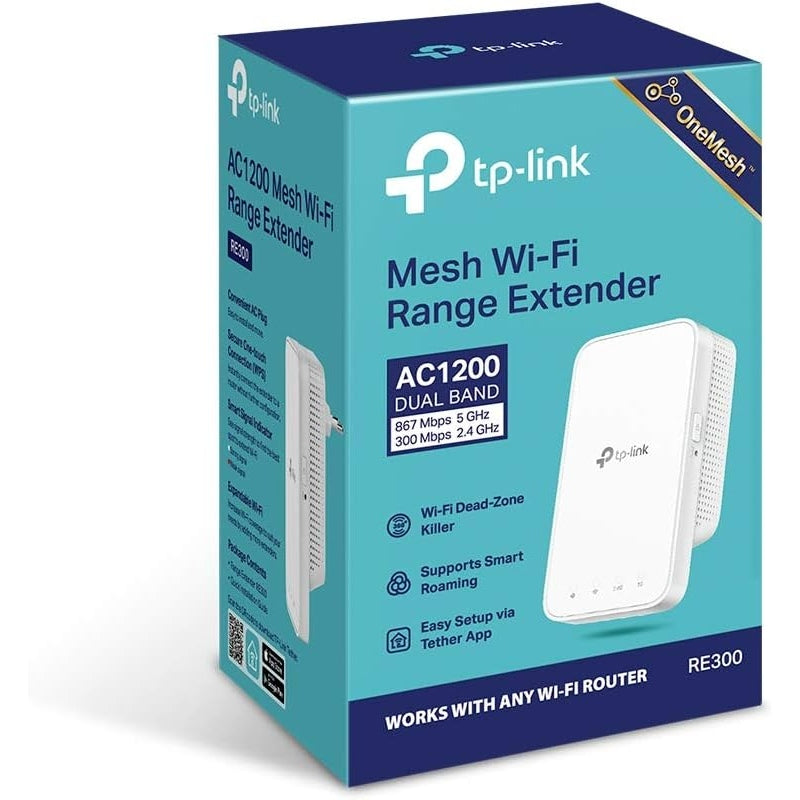 TP-Link RE300 WLAN Verstärker Repeater AC1200, Dualband-WLAN 867MBit/s 5GHz + 300MBit/s 2,4GHz