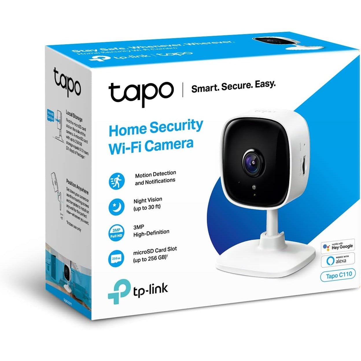 TP-Link Tapo C110 WLAN IP Kamera Überwachungskamera 3MP-Auflösung, 2-Wege-Audio, Bewegungserkennung