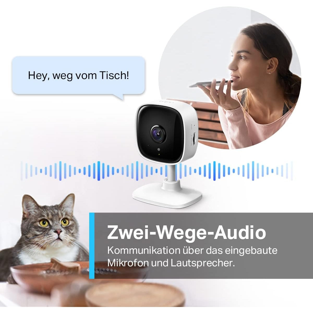 TP-Link Tapo C110 WLAN IP Kamera Überwachungskamera 3MP-Auflösung, 2-Wege-Audio, Bewegungserkennung