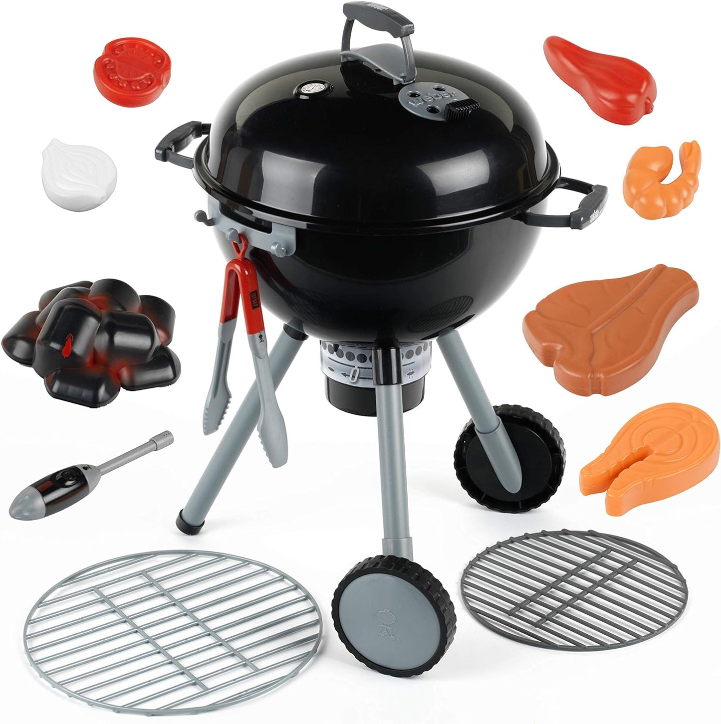 Theo Klein 9401 Weber Kugelgrill Premium mit Licht und Sound | Mit Grillzubehör