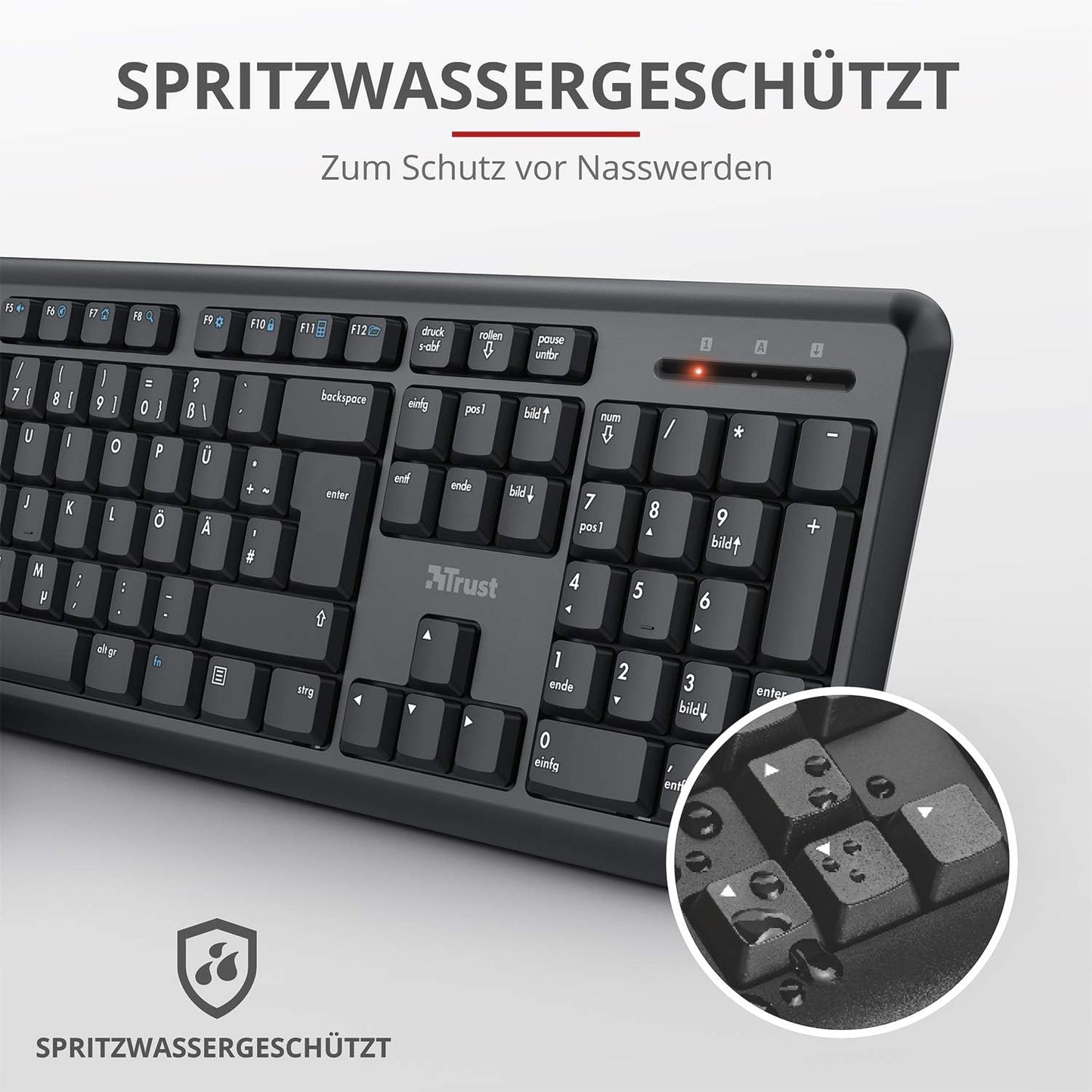 Trust 24080 Ymo Kabelloses Tastatur-Maus-Set - Deutsches QWERTZ Layout, Leise