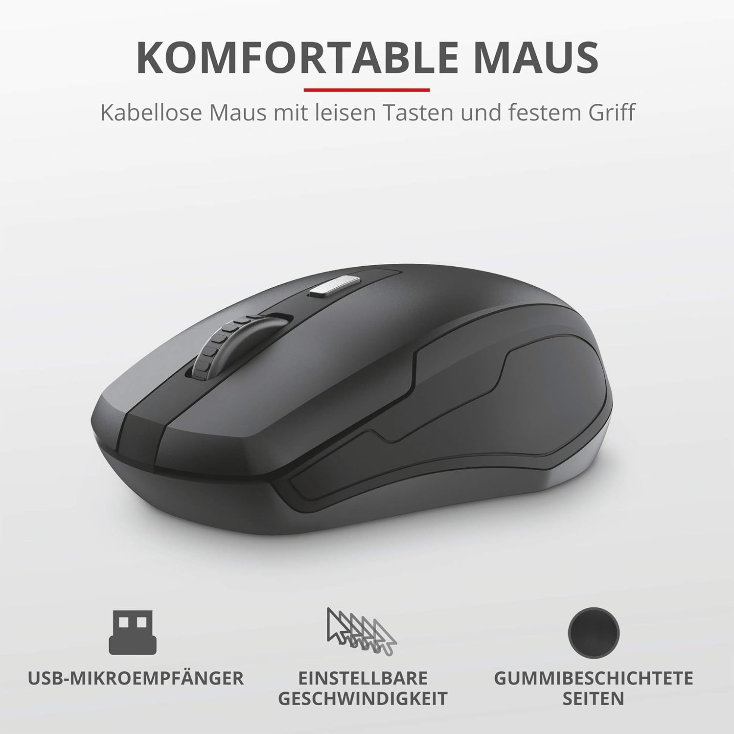 Trust 24080 Ymo Kabelloses Tastatur-Maus-Set - Deutsches QWERTZ Layout, Leise