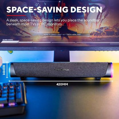 Trust Gaming GXT 620 Axon RGB Soundbar 12W, Strom über USB, 3.5mm AUX, PC Lautsprecher