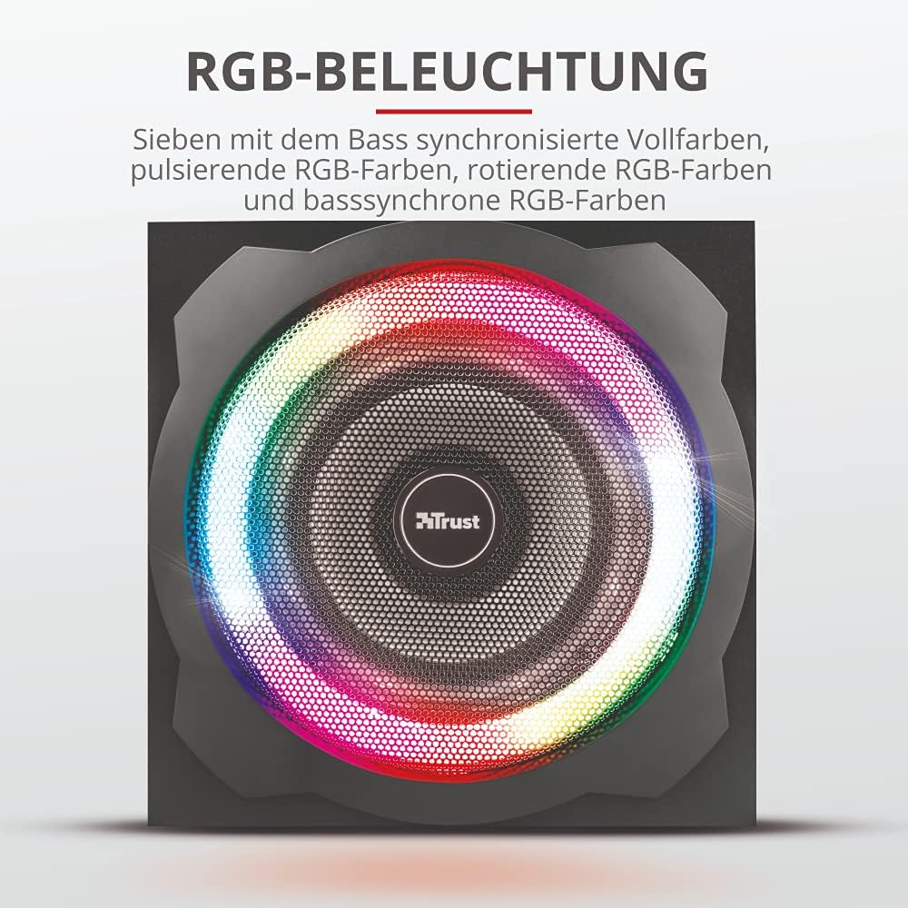 Trust Gaming GXT 629 Tytan 2.1 PC Lautsprecher mit Subwoofer, 120 W, 3,5 mm AUX Klinke RGB LED Beleuchtung