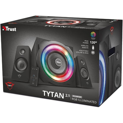 Trust Gaming GXT 629 Tytan 2.1 PC Lautsprecher mit Subwoofer, 120 W, 3,5 mm AUX Klinke RGB LED Beleuchtung