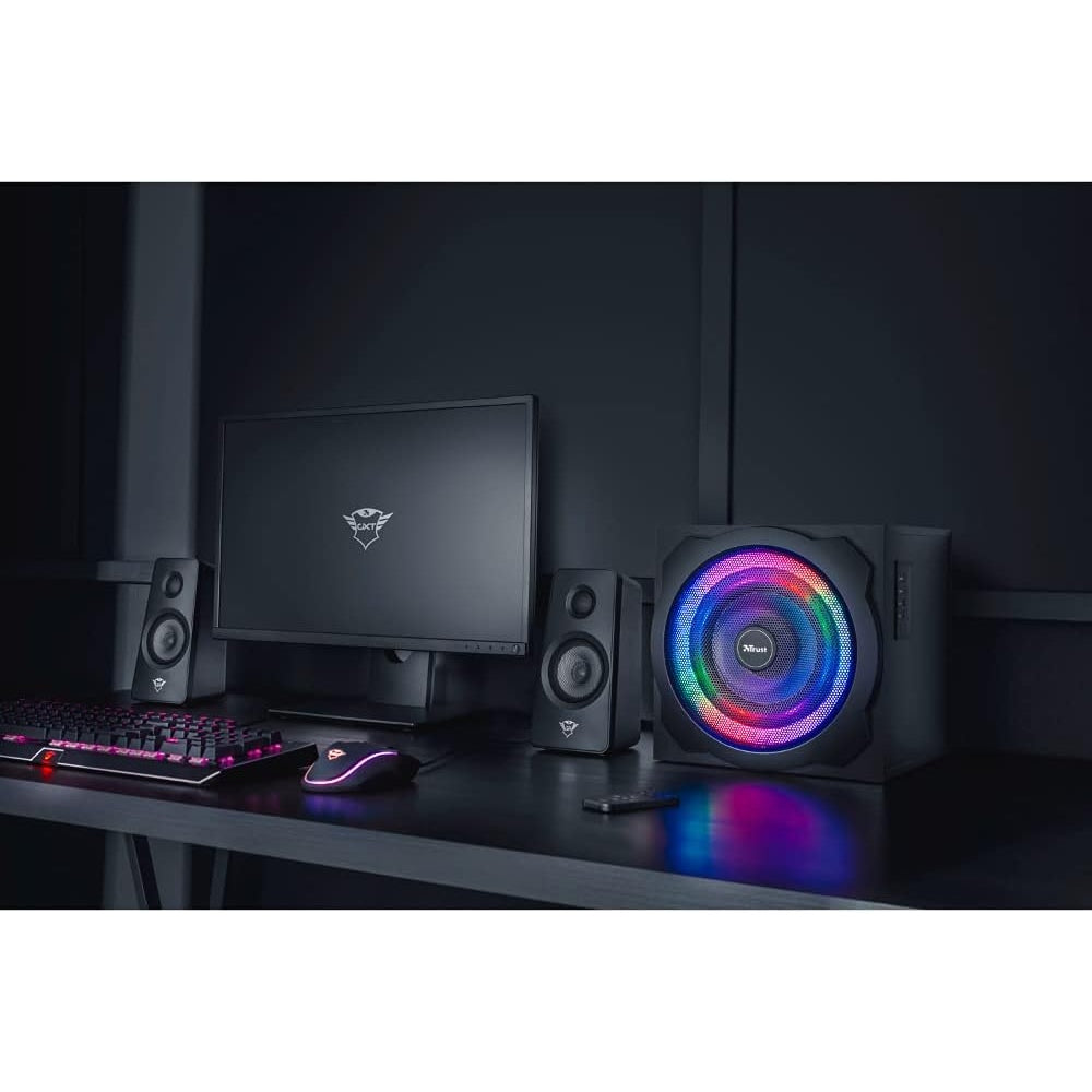 Trust Gaming GXT 629 Tytan 2.1 PC Lautsprecher mit Subwoofer, 120 W, 3,5 mm AUX Klinke RGB LED Beleuchtung