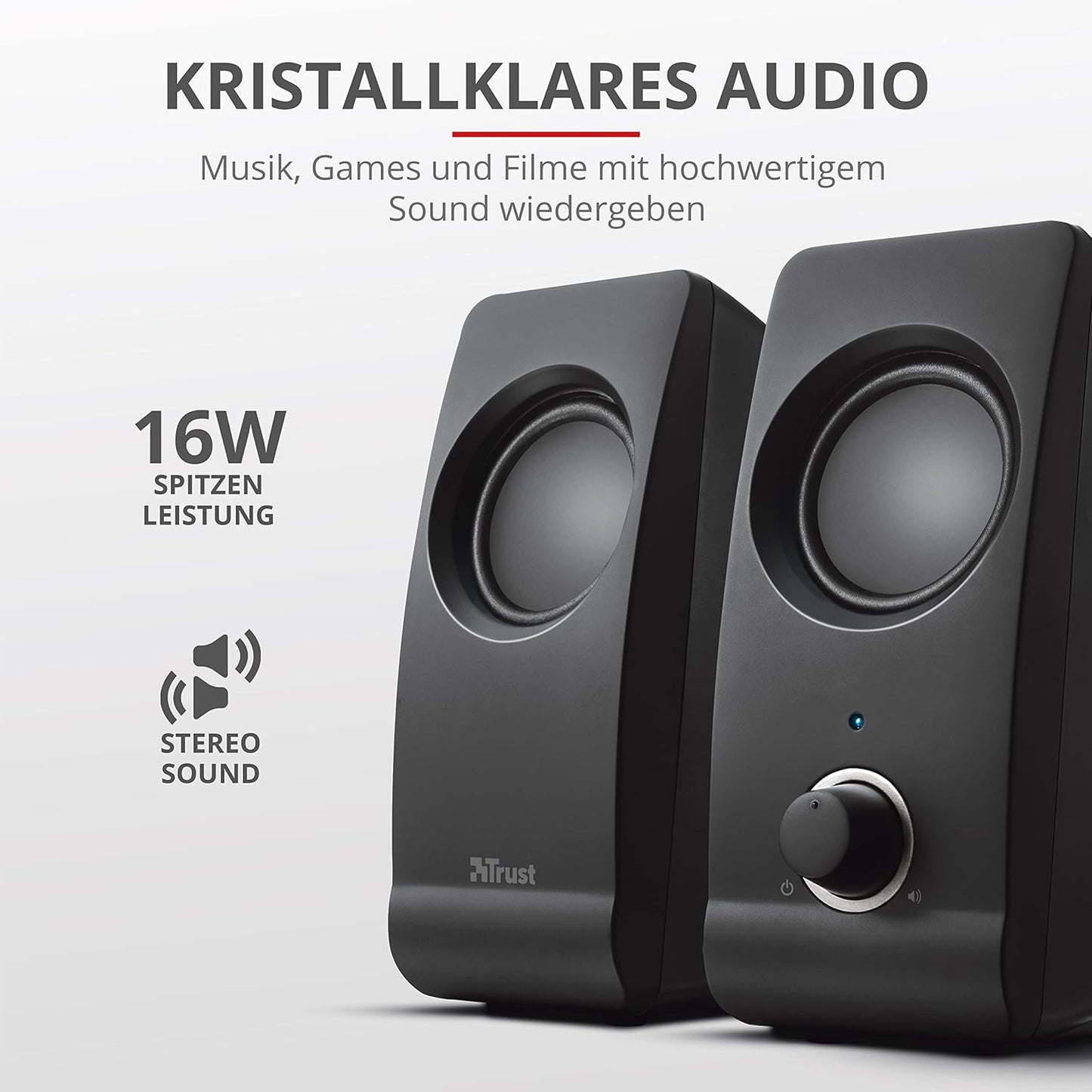 Trust Remo 2.0 PC Lautsprecher Boxen 16 W 8 W RMS 3,5 mm Anschluss Strom über USB Soundsystem