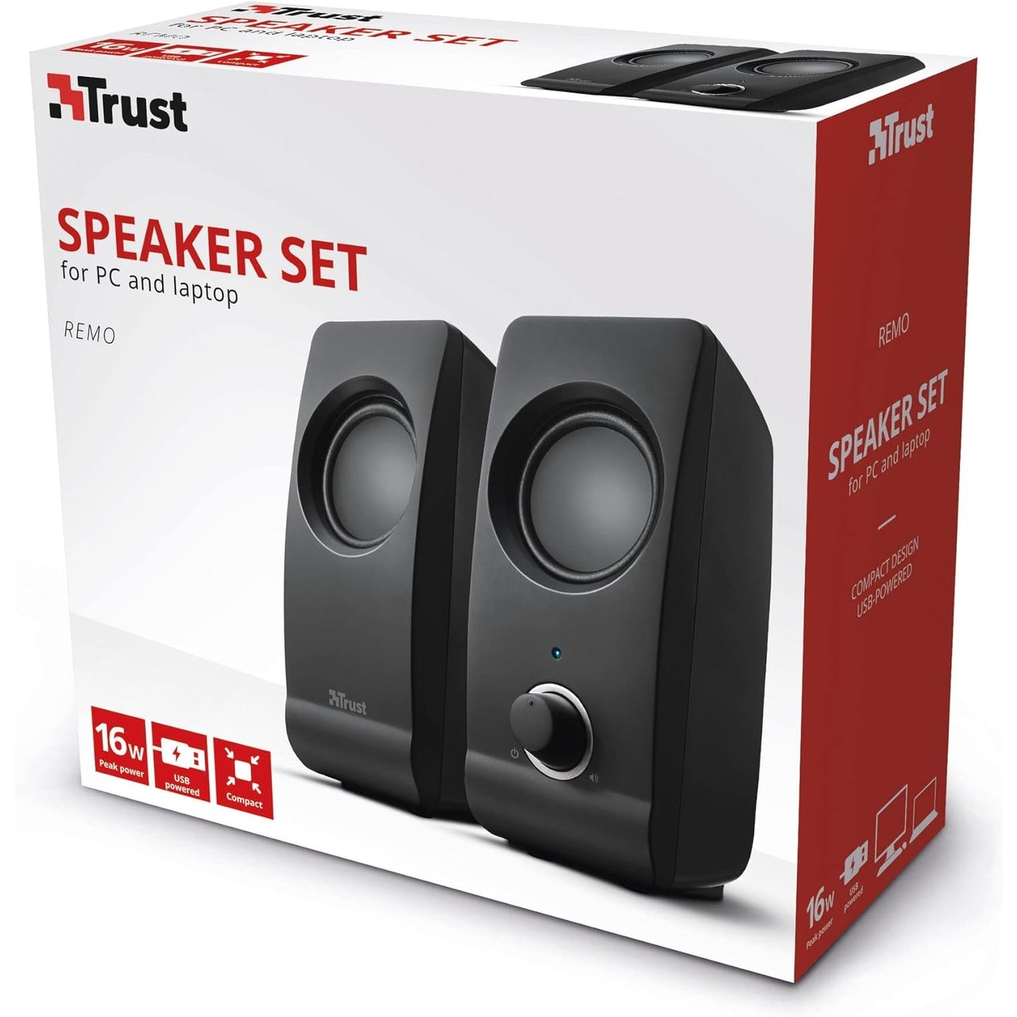 Trust Remo 2.0 PC Lautsprecher Boxen 16 W 8 W RMS 3,5 mm Anschluss Strom über USB Soundsystem