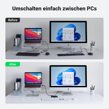 UGREEN USB Switch 2PC USB 3.0 Switcher 2 In 4 Out USB Switch mit 2 USB 3.0 A auf A Kabeln