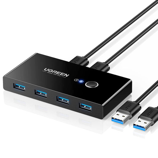 UGREEN USB Switch 2PC USB 3.0 Switcher 2 In 4 Out USB Switch mit 2 USB 3.0 A auf A Kabeln